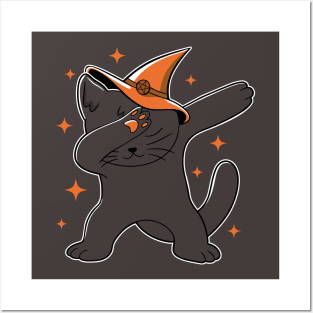 Dabbing Halloween Witch Cat Posters and Art